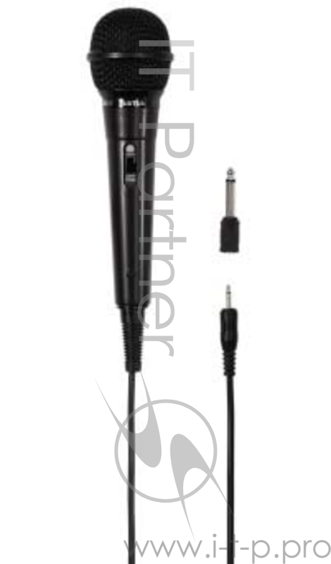 Микрофон. Hama H-46020 DM20 90 Гц-10 кГц -73 дБ 3.5 мм Jack моно + адапт. 3.5/6.3 мм 2.5 м черн