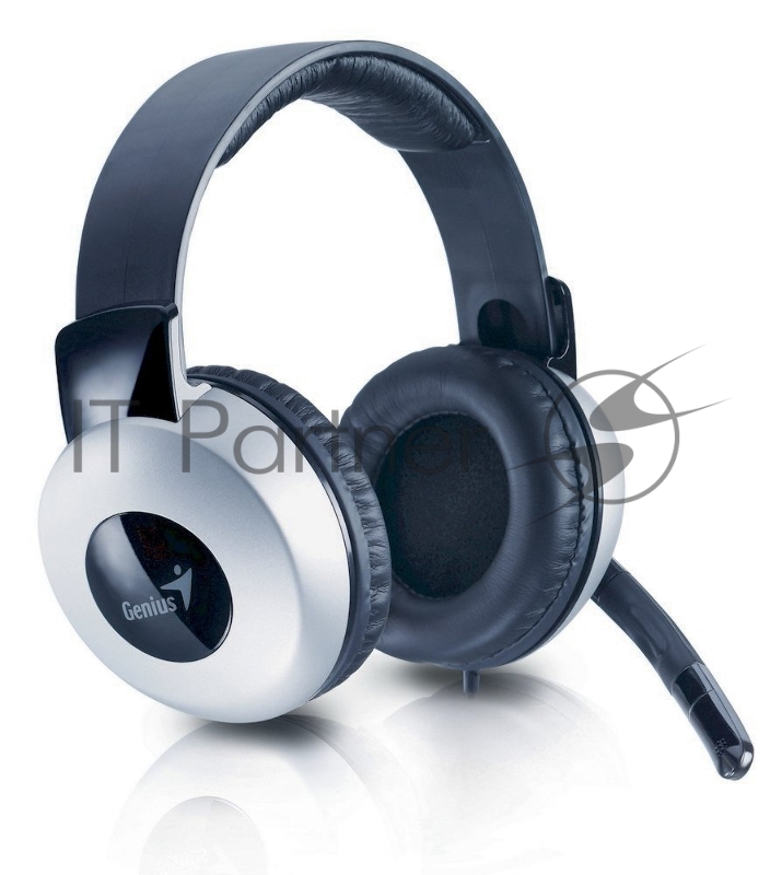Наушники Genius HS-05A silver/black с микрофоном Мониторные 20Гц-20кГц рег.гр 105дБ 32Ом 1.8м