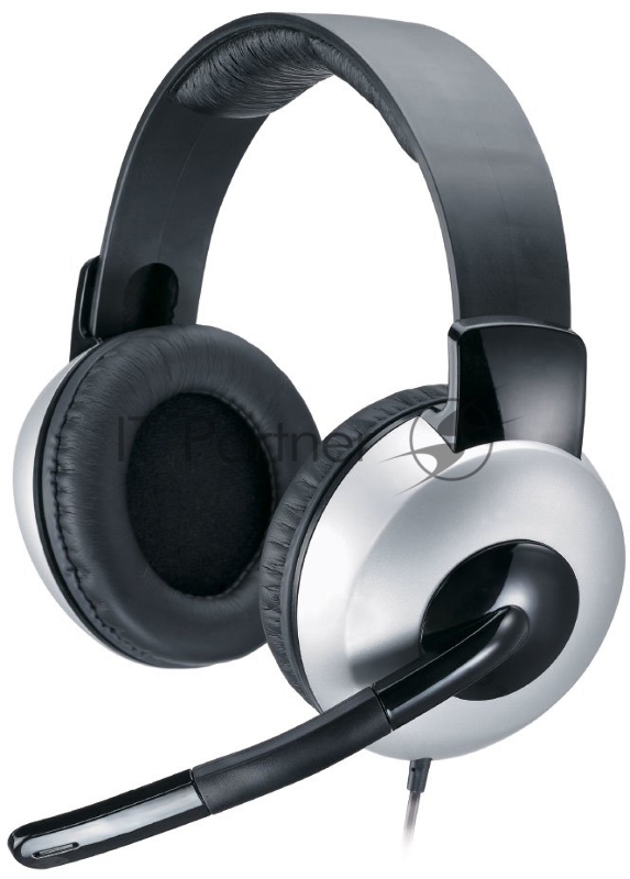 Наушники Genius HS-05A silver/black с микрофоном Мониторные 20Гц-20кГц рег.гр 105дБ 32Ом 1.8м