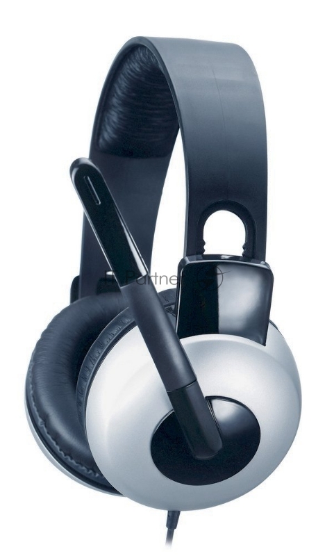 Наушники Genius HS-05A silver/black с микрофоном Мониторные 20Гц-20кГц рег.гр 105дБ 32Ом 1.8м