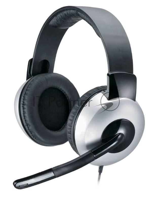 Наушники Genius HS-05A silver/black с микрофоном Мониторные 20Гц-20кГц рег.гр 105дБ 32Ом 1.8м