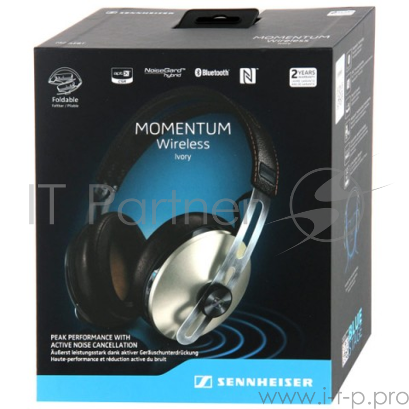Наушники беспроводные Sennheiser Наушники беспроводные Sennheiser/ Bluetotth, накладные, складные, активное шумоподавление, 16-22000Гц 1,4м для зарядки 113дБ микрофон, слоновая кость, 506381