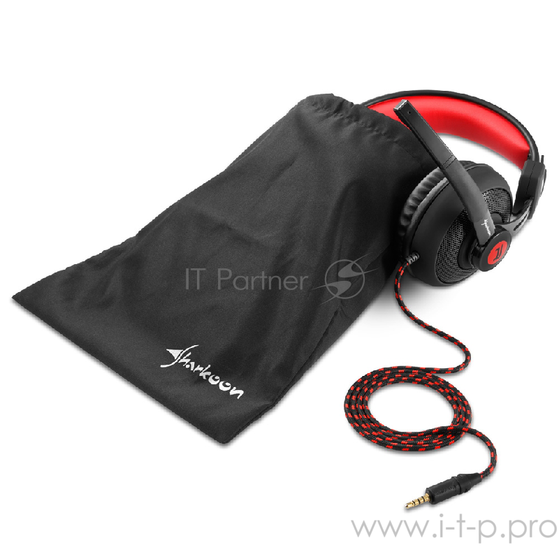 Игровая гарнитура Sharkoon Rush ER2 чёрно-красная (Jack 3.5 мм, 40 мм, ПУ)