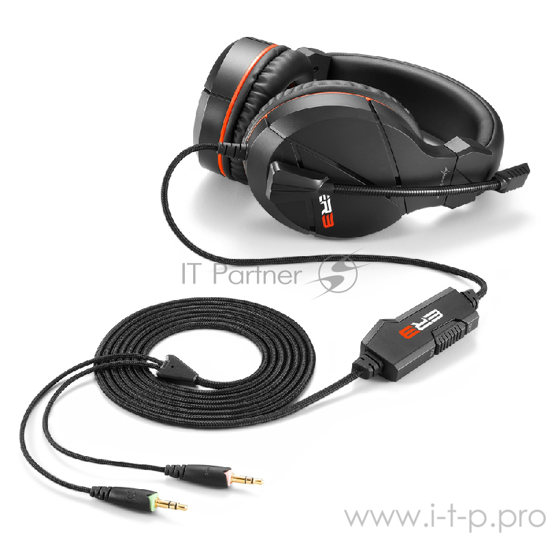 Игровая гарнитура Sharkoon Rush ER3 чёрная (Jack 3.5 мм, 40 мм, ПУ)