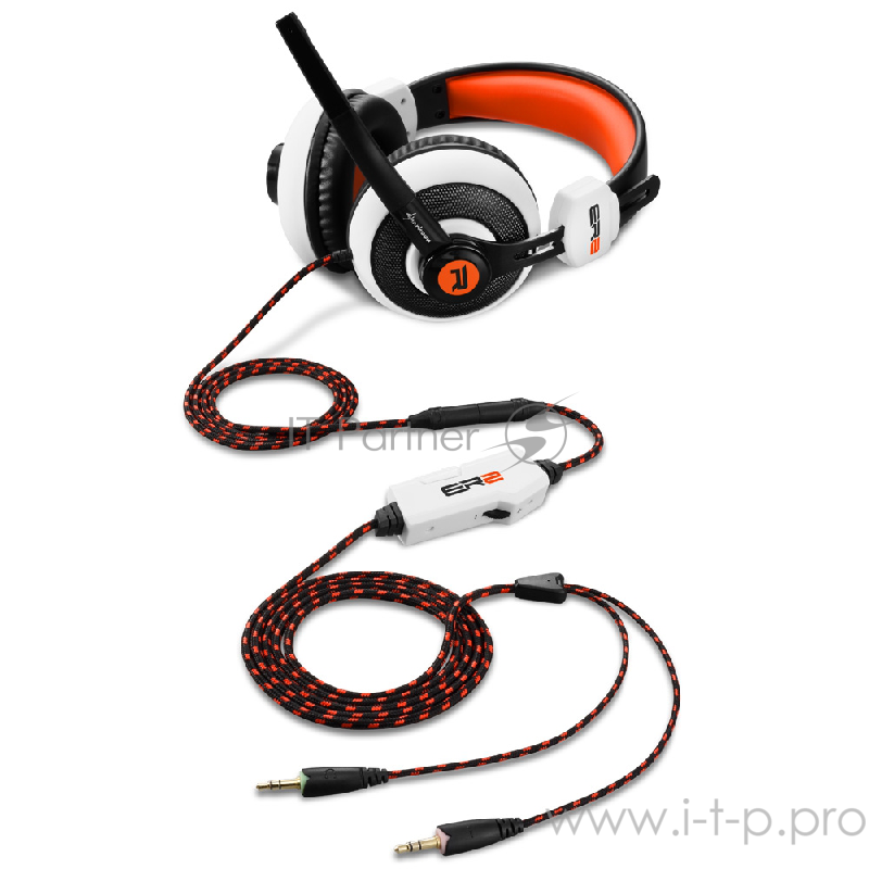 Игровая гарнитура Sharkoon Rush ER2 чёрно-белая (Jack 3.5 мм, 40 мм, ПУ)