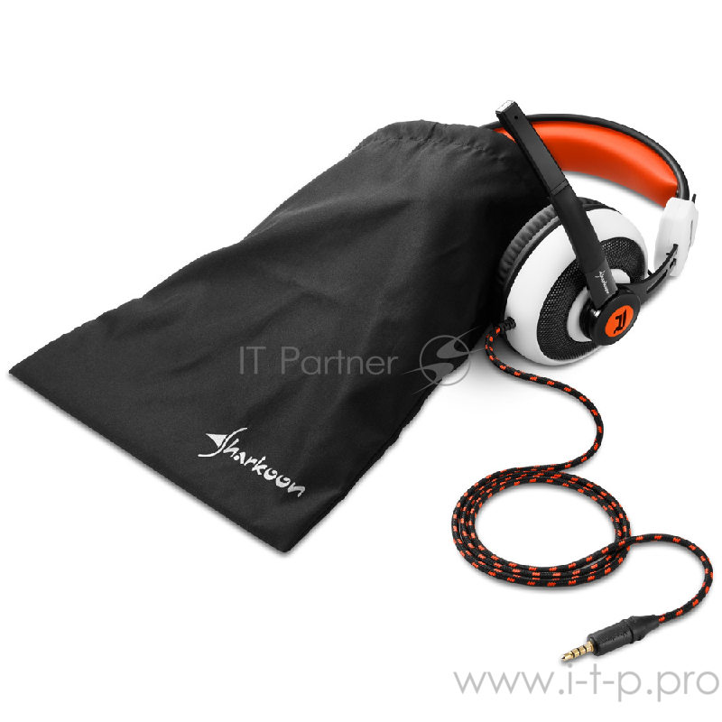 Игровая гарнитура Sharkoon Rush ER2 чёрно-белая (Jack 3.5 мм, 40 мм, ПУ)