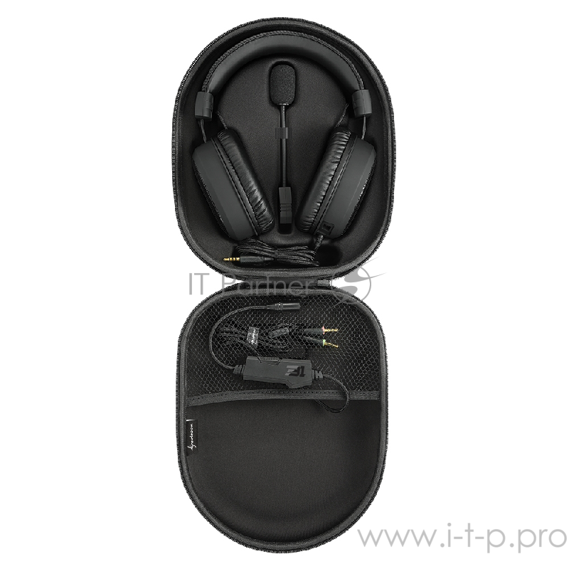 Игровая гарнитура Sharkoon Skiller B1 черная(Jack 3.5 мм, 40 мм, ПУ, жёсткий кейс)