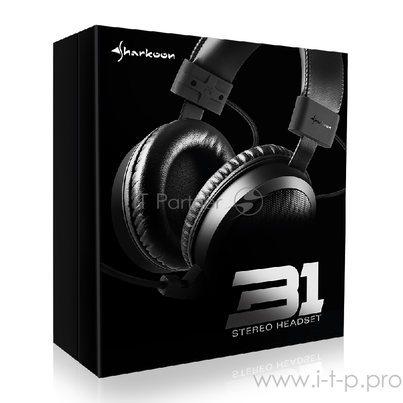 Игровая гарнитура Sharkoon Skiller B1 черная(Jack 3.5 мм, 40 мм, ПУ, жёсткий кейс)