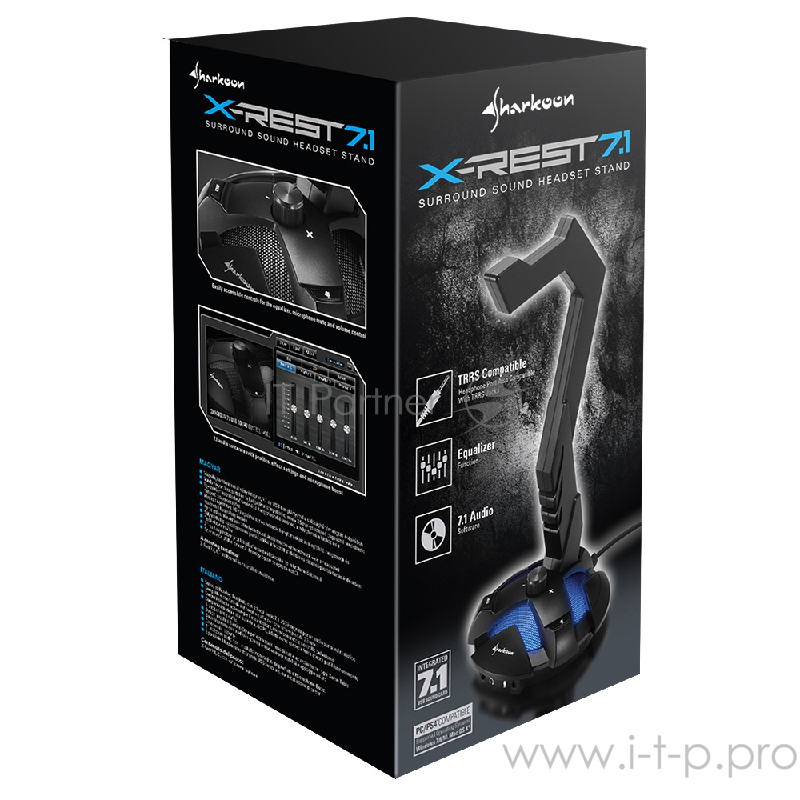 Подставка для наушников Sharkoon X-Rest 7.1 (USB, синяя подсветка)