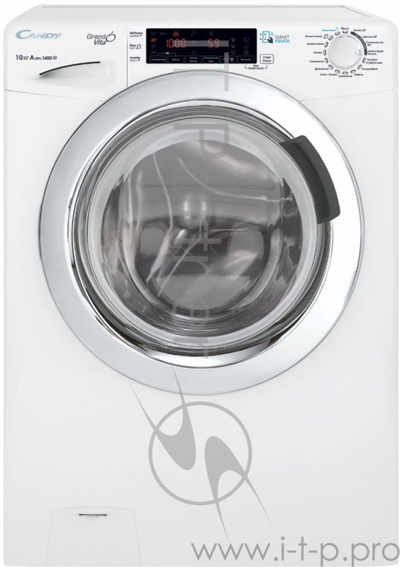 Стиральная машина CANDY Стиральная машина CANDY/ GrandO Vita, 85?60?54 см, 10 кг, 1400 об/мин, А+++АВ, Inverter, Touch дисплей, Smart Touch управление (NFC), MPS+, Автоопределение загрузки (KG детектор), 16 программ, Mix & Wash, интенсивная 40°, Гиг