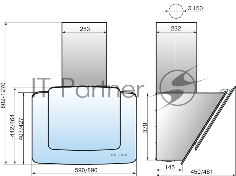 Вытяжка Эликор Кварц 60П-1000-Е4Д черный/черный