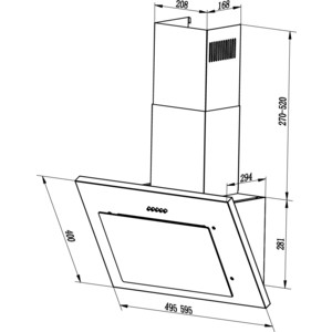 Вытяжка LEX MIKA 500 WHITE 29.4x80.1x49.5см, 46 дБ, 100Вт, 700 м3/ч