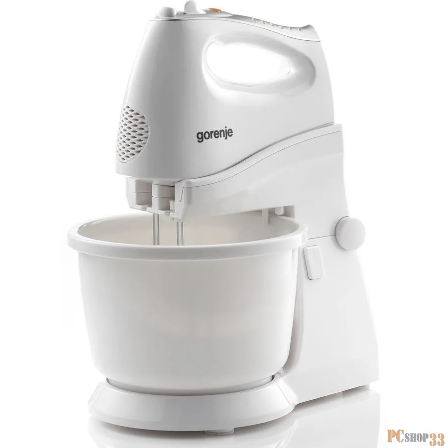 Миксер Gorenje M450WS Материал: Пластик + металл, Материал чаши: Пластик Материал насадок: Нержавеющая сталь Мощность мотора: 450 Вт, Количество скоростей: 5, Насадки: 2 венчика для взбивания, 2 насадки для теста, Мытье съемных деталей в посудомоечно