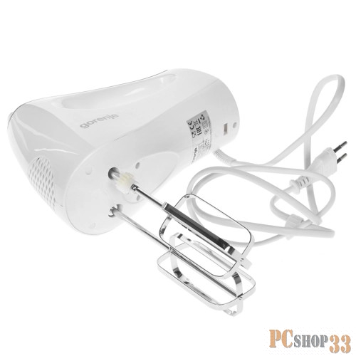 Миксер Gorenje M450WS Материал: Пластик + металл, Материал чаши: Пластик Материал насадок: Нержавеющая сталь Мощность мотора: 450 Вт, Количество скоростей: 5, Насадки: 2 венчика для взбивания, 2 насадки для теста, Мытье съемных деталей в посудомоечно