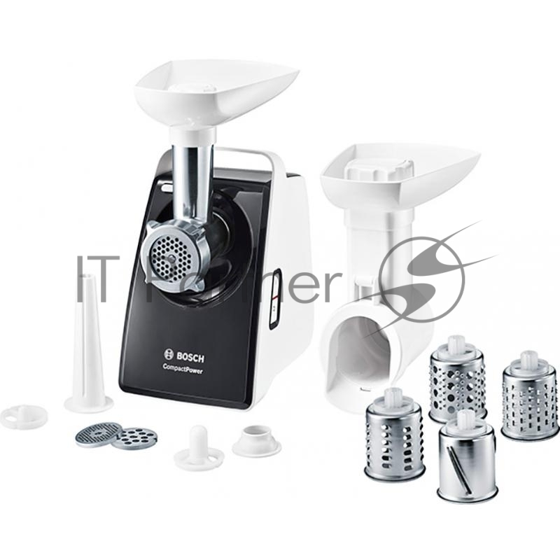 Мясорубка BOSCH Мясорубка BOSCH/ 1600 Вт/ 500 Вт, 1.9 кг/мин., 2 скорости, Насадки: кеббе, колбас, 3 терки, шинковка