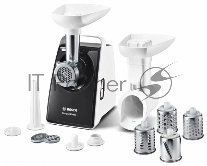 Мясорубка BOSCH Мясорубка BOSCH/ 1600 Вт/ 500 Вт, 1.9 кг/мин., 2 скорости, Насадки: кеббе, колбас, 3 терки, шинковка