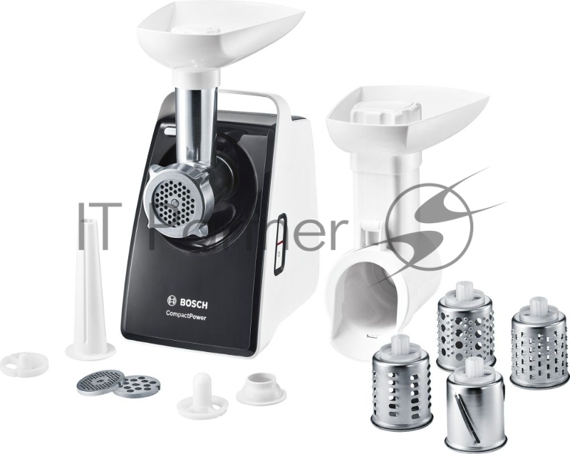 Мясорубка BOSCH Мясорубка BOSCH/ 1600 Вт/ 500 Вт, 1.9 кг/мин., 2 скорости, Насадки: кеббе, колбас, 3 терки, шинковка