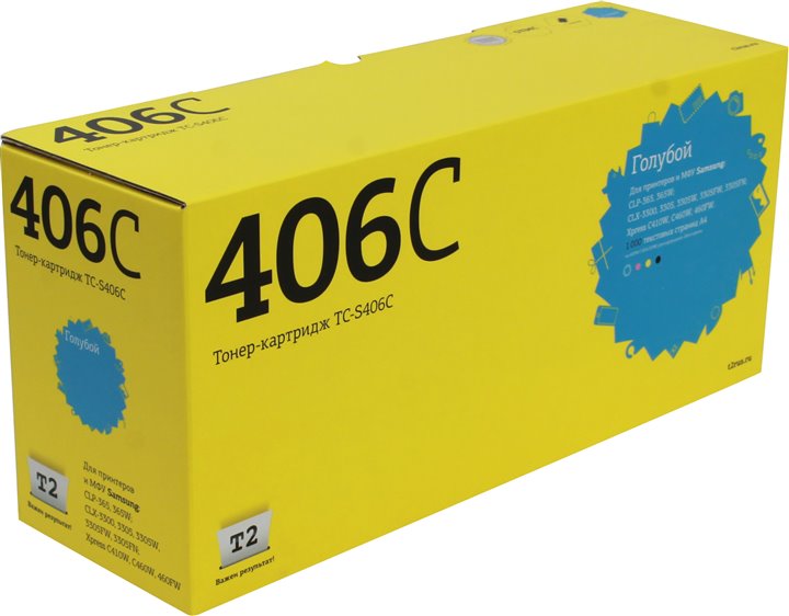 Картридж T2 (CLT-C406S) для Samsung CLP-365/CLX-3300/3305/Xpress C410, C, 1K, с чипом