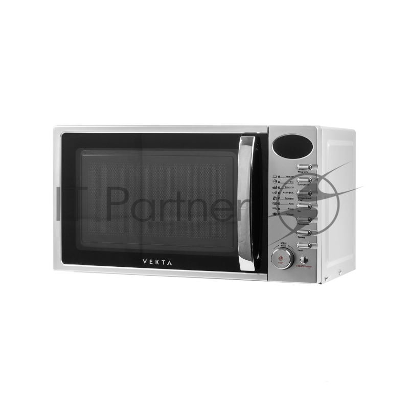 Микроволновая печь VEKTA TS720ATS 20 л., тактовое управление, мощность 700Вт, цвет серебряный, внутреннее покрытие - эмаль, открытие дверцы - ручка, таймер 95 мин, разморозка по весу, дисплей, часы, функция защиты от детей, быстрый старт, фу