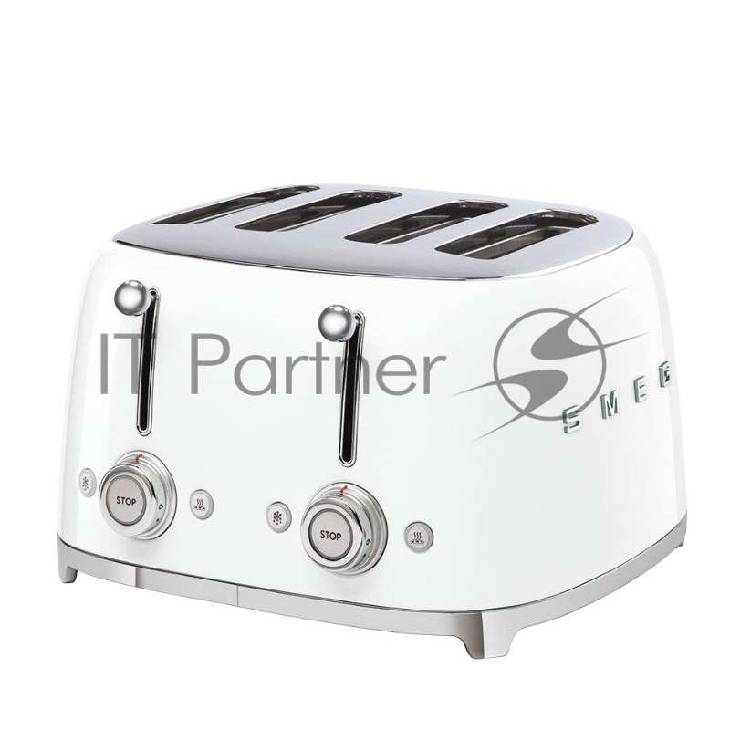 Тостеры SMEG Тостеры SMEG/ Тостер на 4 ломтика, Цвет белый Функции: подогрев, размораживание, багель 6 уровней поджаривания Съемный поддон для крошек.