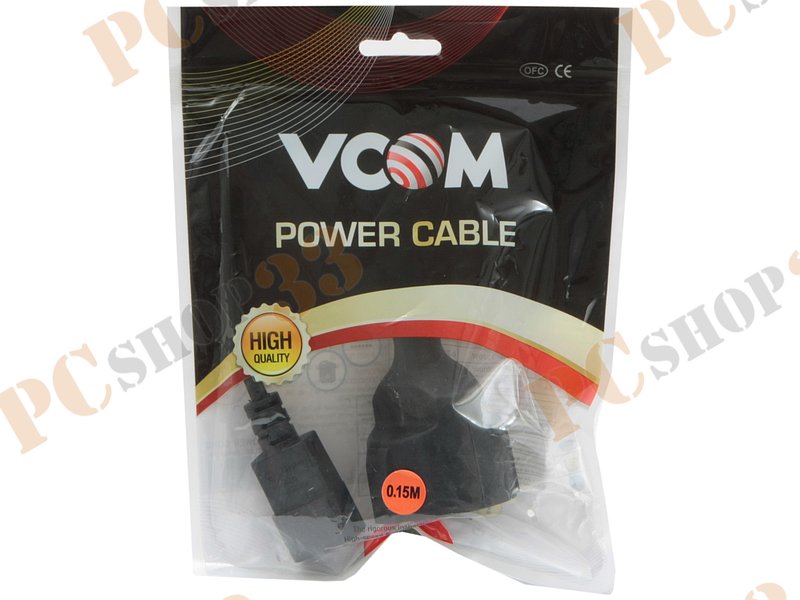 Кабель-переходник питания IEC->EURO VCOM CE002-CU0.75-015 (0.15м)