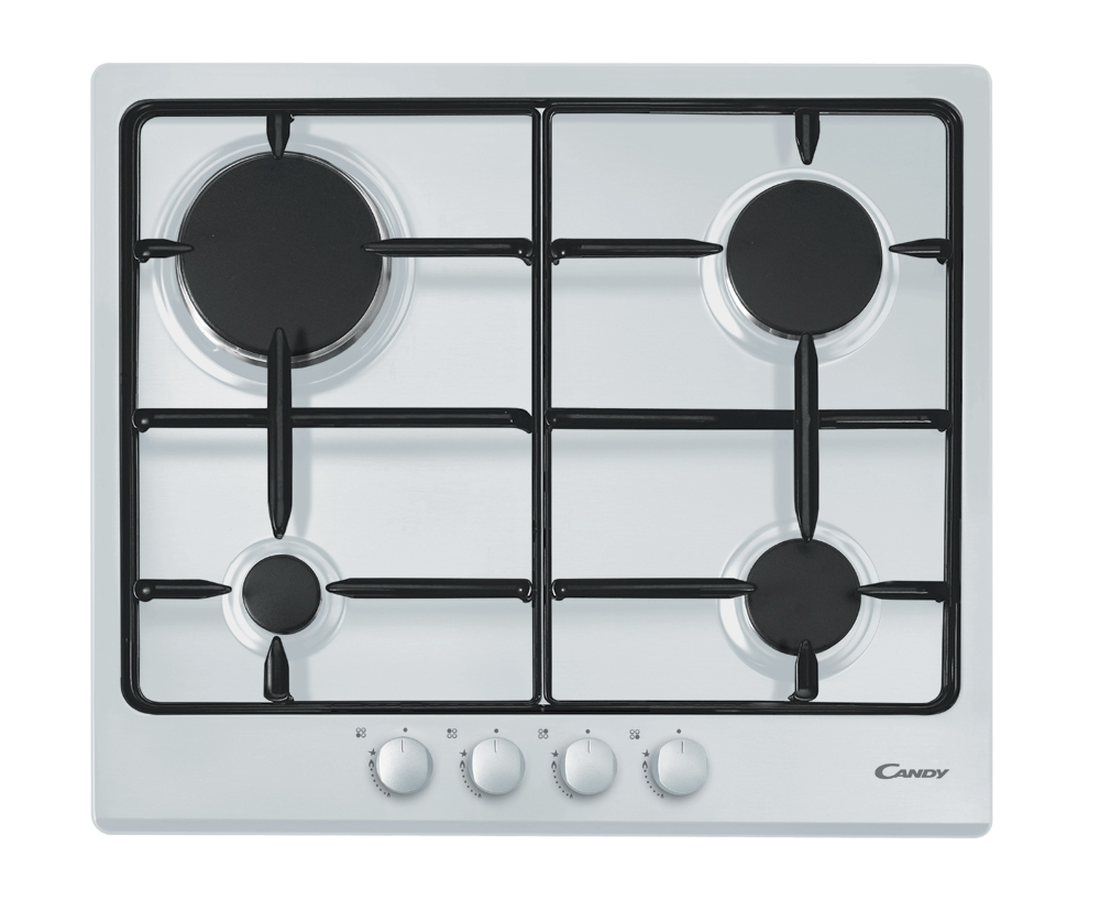 Газовая варочная панель CANDY CPG 64SPB 60 см. Газ-контроль. Автомат. электроподжиг. 4 конфорки: ультраскоростная, быстрая, полубыстрая и вспомогательная. 2 эмалированные решетки Full Space. Цельноштампованная поверх-ть. Комплект форсунорк для балонн