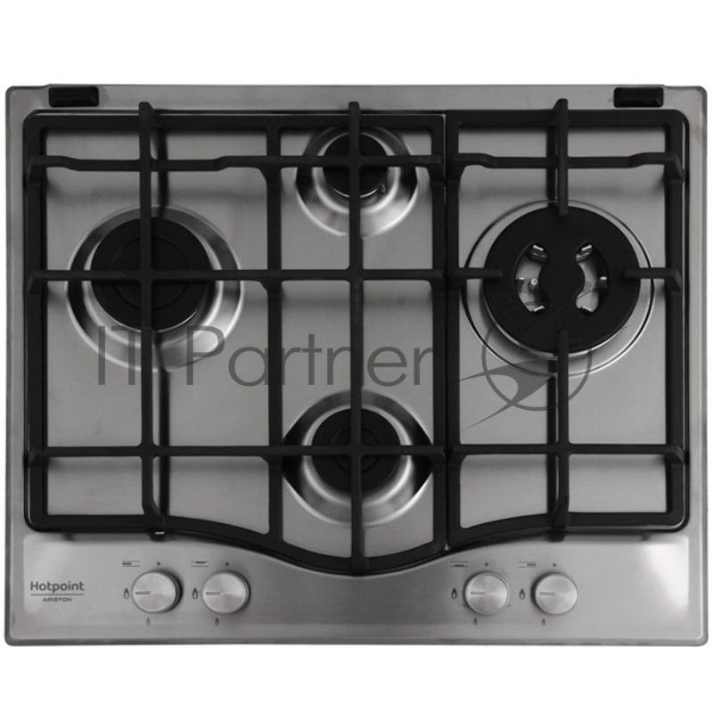 Встраиваемая газовая панель HOTPOINT-ARISTON PCN 641 T/IX/HA RU 4.3х60х51, газовая, независимая, автоподжиг, газ-контроль, чугунные решетки, нержавеющая сталь