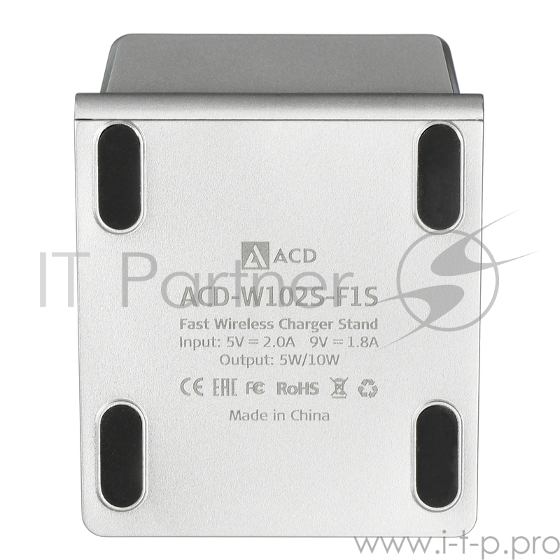 Зарядное устройство (ACD-W102S-F1S) 10Вт, беспроводная Qi, 2-катушки с QC, 5В/2А ~ 9В/1,8А RTL