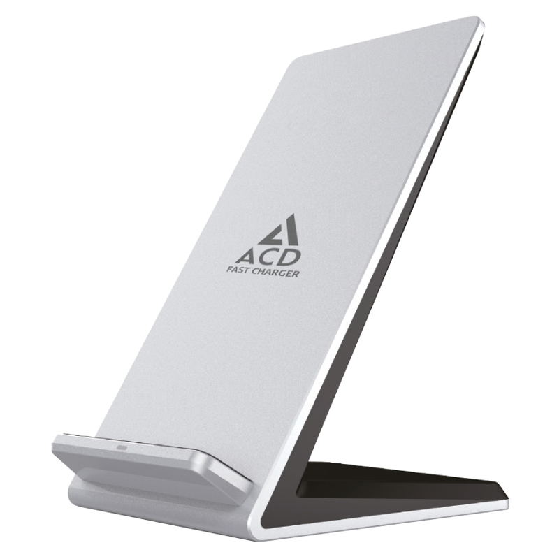 Зарядное устройство (ACD-W102S-F1S) 10Вт, беспроводная Qi, 2-катушки с QC, 5В/2А ~ 9В/1,8А RTL