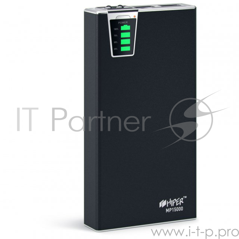 Внешний аккумулятор Hiper Mobile Power 15000 mAh black Емкость 15000 мА-ч, 1x USB 5В 1А, 1x USB 5В 2.1А, карт ридер SD, LED фонарик.