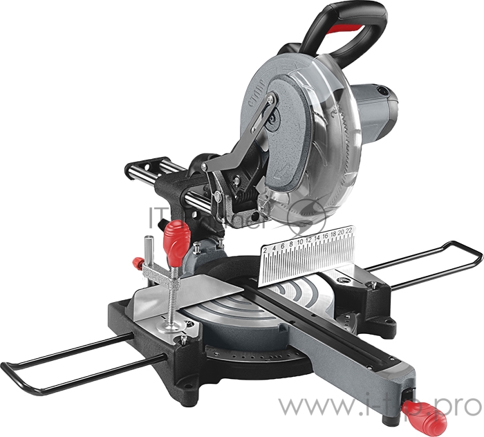 Пила торцевая Ставр ПТ-255/2000М (1шт) 2000 Вт, 6000 об/мин, диаметр диска 255мм, посадочный диаметр диска 30мм, макс размер пропила 85*300 мм, угол распила до 45град в обе стороны, большой алюминиевый стол