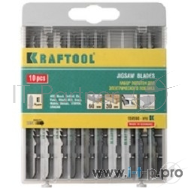 Полотно для лобзика Набор KRAFTOOL Пилки для эл/лобзика, по дереву, ДСП, фанере, мягкому листовому металлу, EU-хвост., 10шт 159590-H10