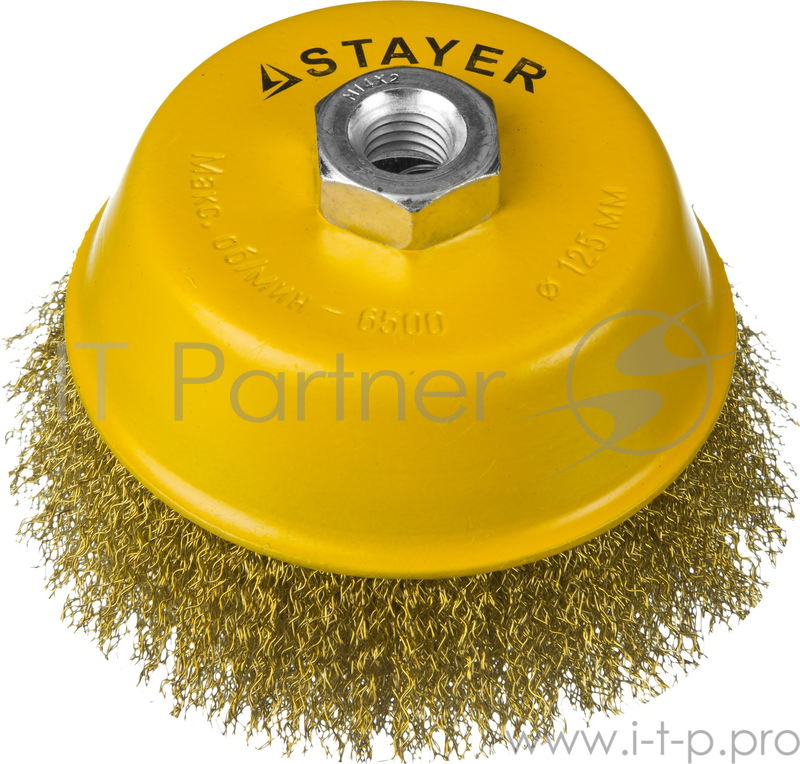 Кордщетка STAYER PROFESSIONAL 35125-125 чашечная М14 витая латунированная сталь d125мм