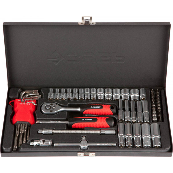 Набор ЗУБР МАСТЕР 27640-H57 биты (1/4). доп.принадлежности. Cr-V. 4-14мм. 57 предметов