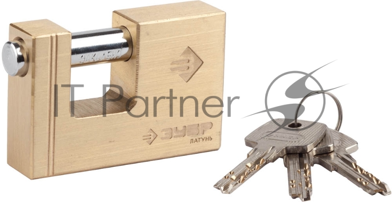Замок ЗУБР ЭКСПЕРТ 37295-70 навесной латунный корпус П-образная форма 75мм