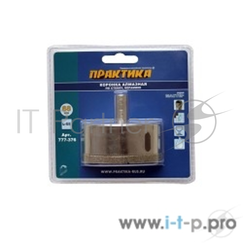 Сверла,коронки,наборы Коронка алмазная по стеклу керамике ПРАКТИКА 68мм 1шт блистер 777-376