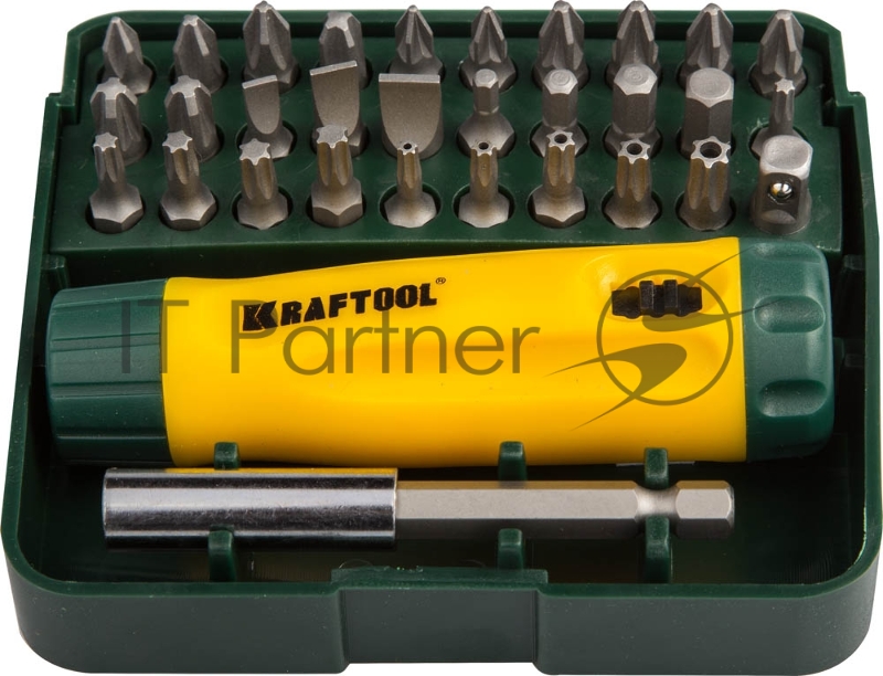Наборы отверток Набор KRAFTOOL Отвертка реверсивная с битами и адаптером, Cr-V, 32 предмета 26142-H32