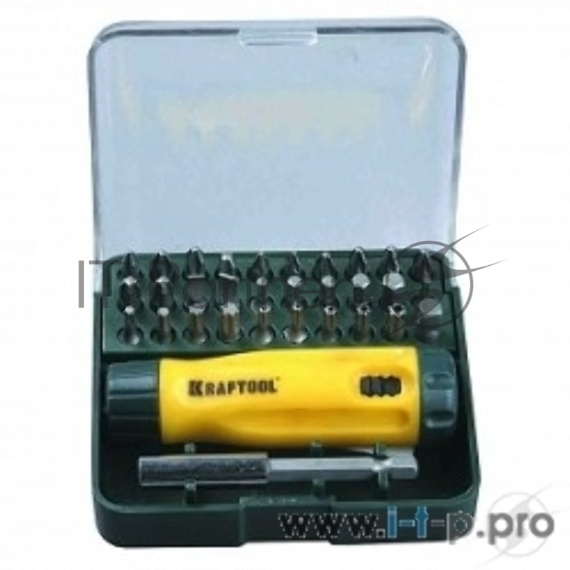Наборы отверток Набор KRAFTOOL Отвертка реверсивная с битами и адаптером, Cr-V, 32 предмета 26142-H32