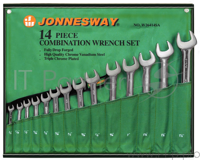 Набор комбинированных ключей JONNESWAY W26414S (9.5 - 31.75 мм) 14 шт.