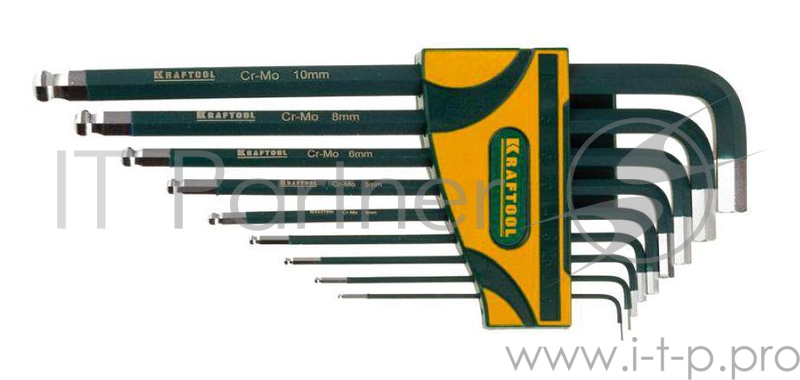 Набор ключей KRAFTOOL 27445-H9 industrie длин. шарик cr-mo сталь(s2) hex1.5-10мм 9шт