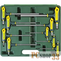 Набор ключей KRAFTOOL 27455-H9 industrie cr-mos2 т-образные двухкомп рукоятка torx hole 10-50 9шт