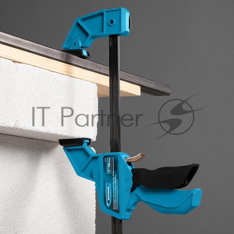 Струбцина GROSS 20702 реечная быстрозаж. пистолет. пошаг.механизм пл. корпус 300мм