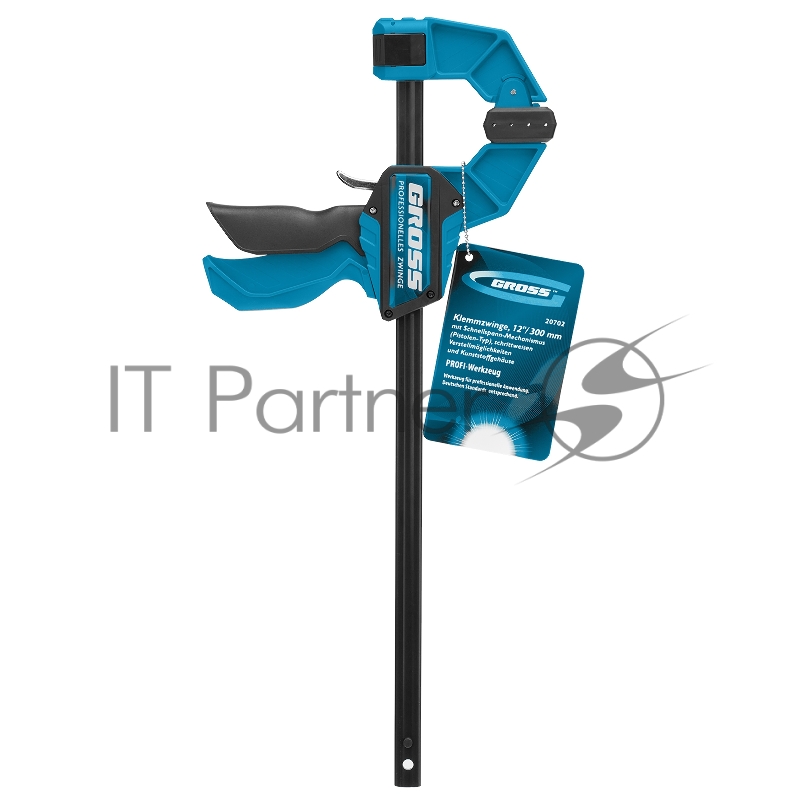Струбцина GROSS 20702 реечная быстрозаж. пистолет. пошаг.механизм пл. корпус 300мм