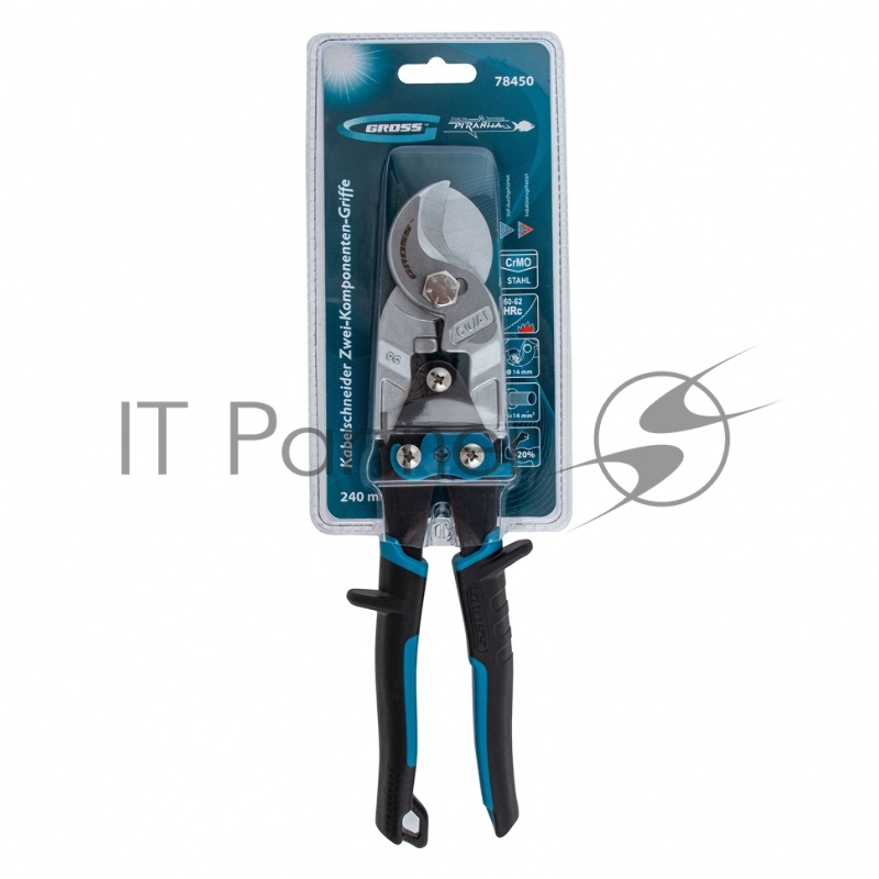 Кабелерез GROSS 78450 piranha 240мм двухкомпонентные рукоятки диаметр кабеля до 14мм