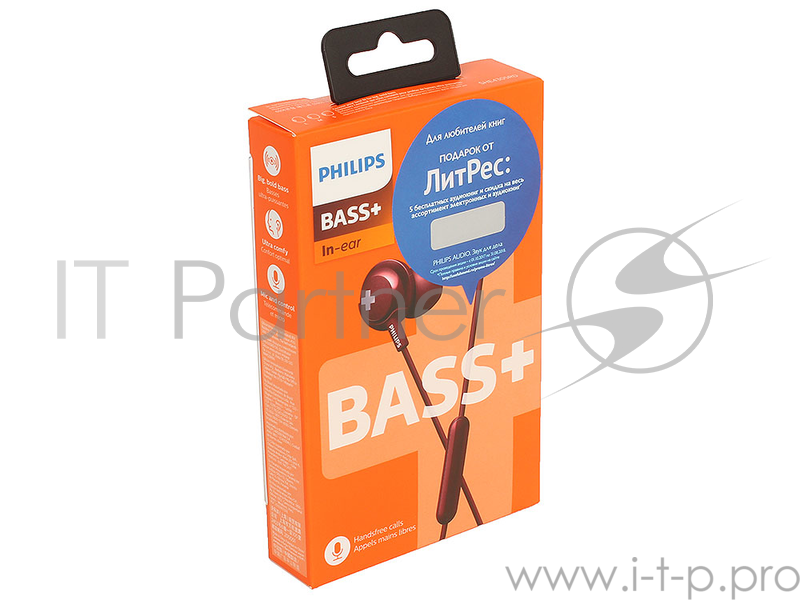 Гарнитура Philips SHE4305RD/00 темно-красный