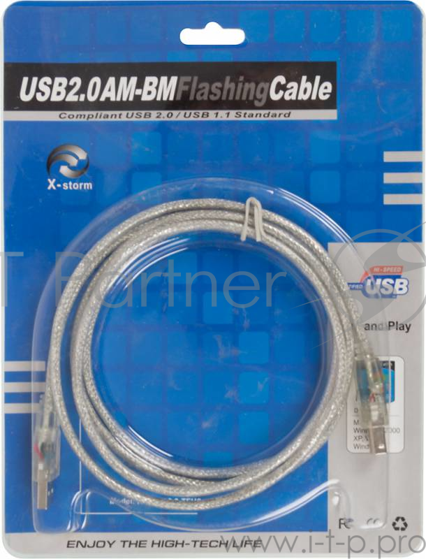 Кабель USB2.0 Ningbo USB A (m)/USB B (m) 1.8м подсветка