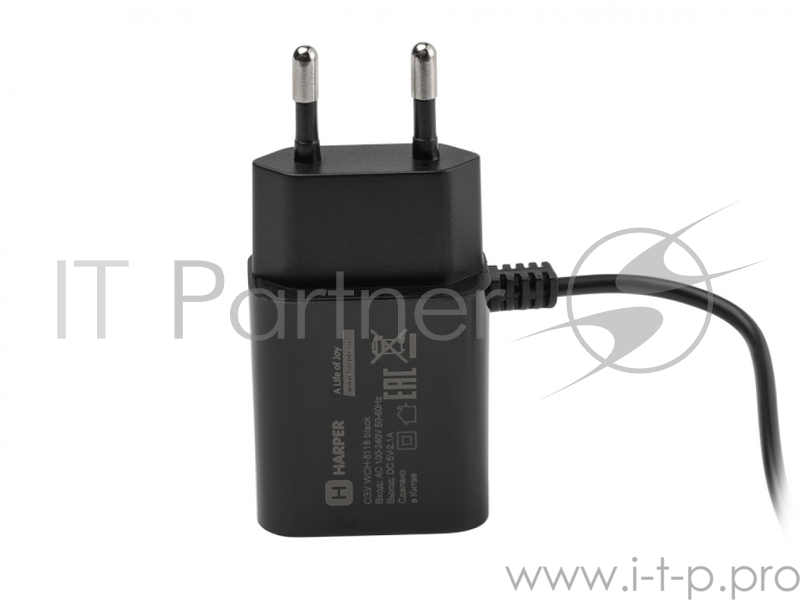 Сетевое зарядное устройство HARPER WCH-5118 BLACK 1xUSB 2.1A + кабель USB Type-C