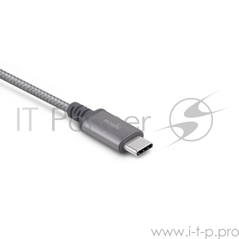Кабель Moshi Integra USB-C to USB-A. Покрытие кабеля сделано из кевлара. Длина 0,25 м. Цвет серый.