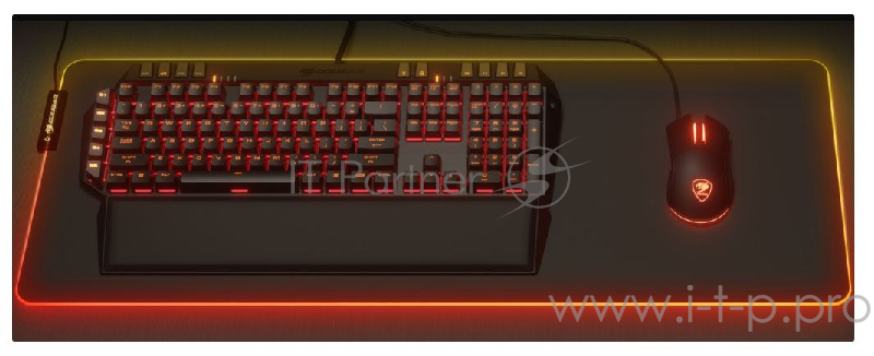 Cougar NEON X Игровой коврик для мыши (черный, RGB подсветка, USB 2.0, 800 x 300 x 4 мм, резина, ткань)