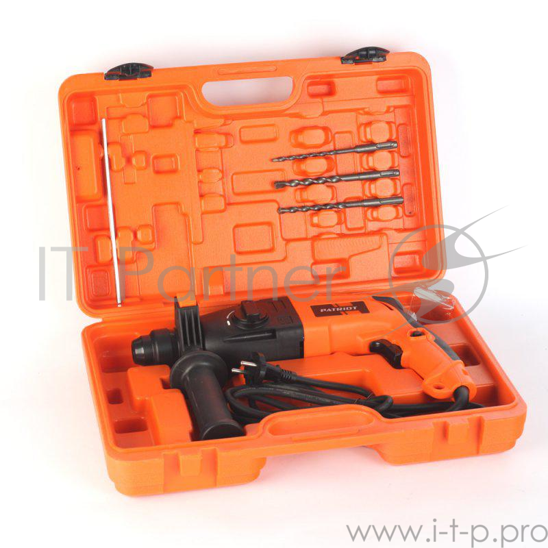 Перфоратор PATRIOT RH232 Перфоратор 140301321 {SDS+, мощность 550 Вт, 1,7 Дж, 2 режима работы, макс.диаметр 22мм, набор буров, глубиномер, кейс}